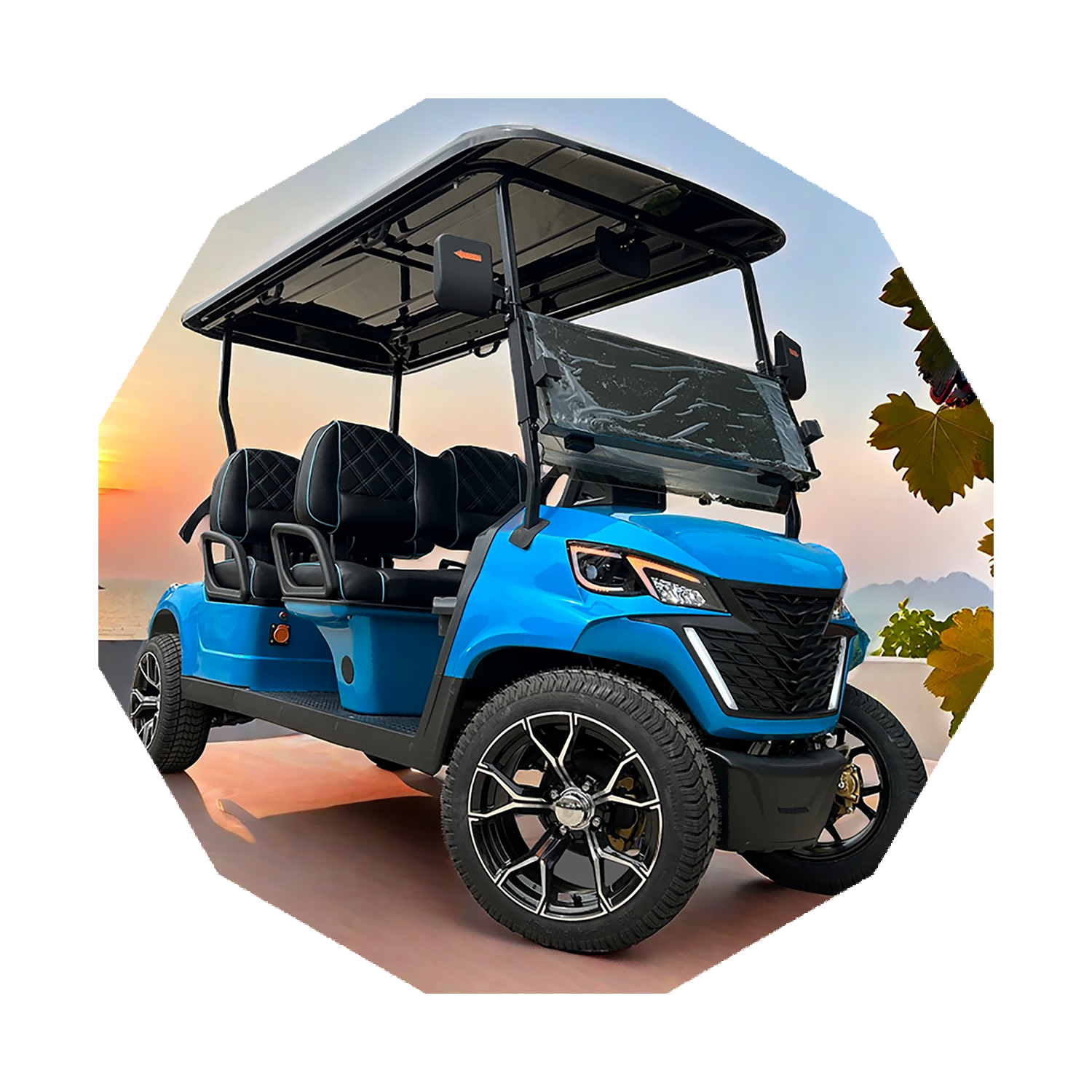 Top Quality 5000W Lithium Battery Rechargeable 2+2 Seats Utility Electric Golf Carts Buggy