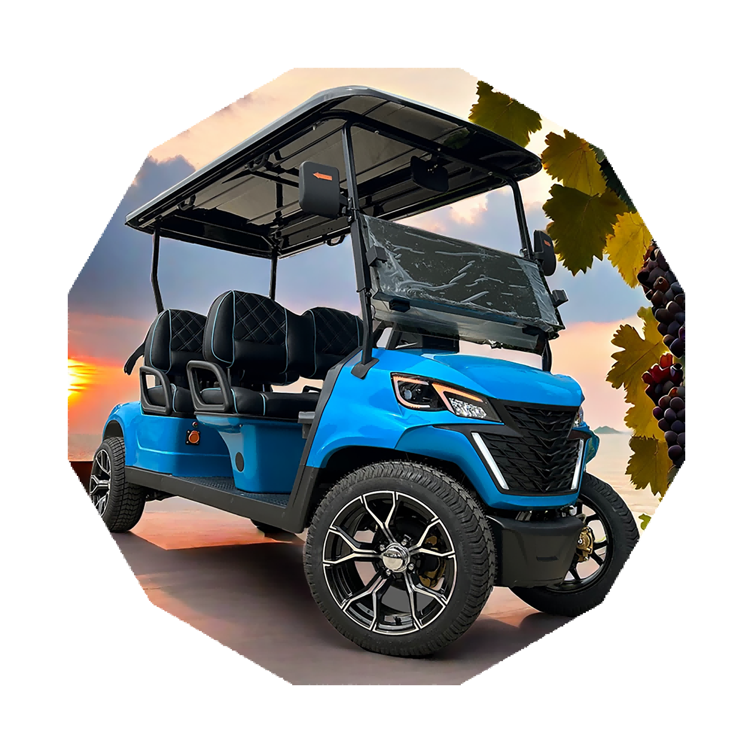 Top Quality 5000W Lithium Battery Rechargeable 2+2 Seats Utility Electric Golf Carts Buggy